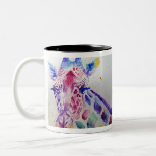 Farbenfrohe Giraffe Tierfarben Design Zweifarbige Tasse