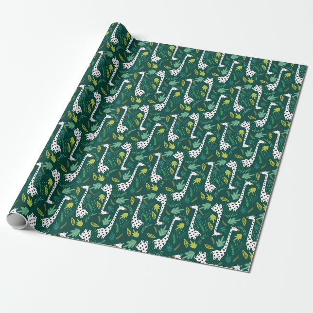 Farbenfrohe Giraffen: Dekoratives Tiermuster. Geschenkpapier (Ungerollt)
