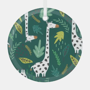 Farbenfrohe Giraffen: Dekoratives Tiermuster. Ornament Aus Glas