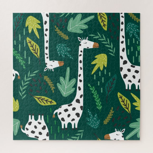 Farbenfrohe Giraffen: Dekoratives Tiermuster. Puzzle (Vertikal)