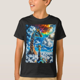 Farbenfrohe Giraffen - Köpfe in den Wolken T-Shirt