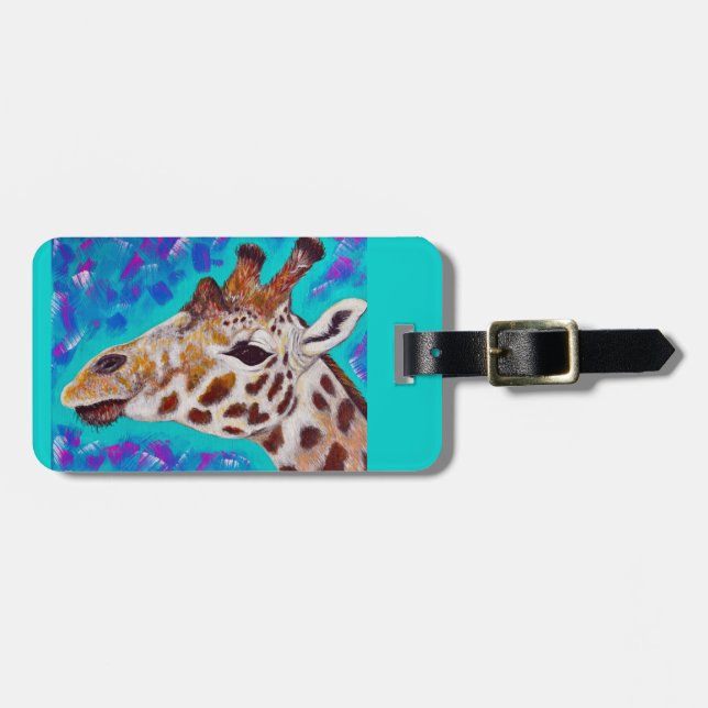 Farbenfrohe Giraffenmalerei Gepäckanhänger (Vorderseite horizontal)