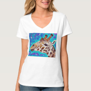 Farbenfrohe Giraffenmalerei T-Shirt