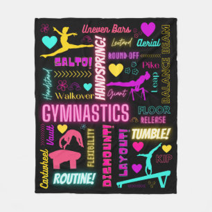 Farbenfrohe Girls Gymnastik Glossartypografie Fleecedecke