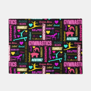 Farbenfrohe Girls Gymnastik Glossartypografie Fußmatte