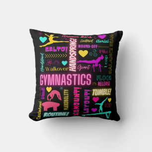 Farbenfrohe Girls Gymnastik Glossartypografie Kissen