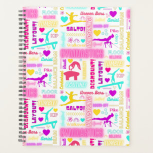 Farbenfrohe Girls Gymnastik Glossartypografie P Planer