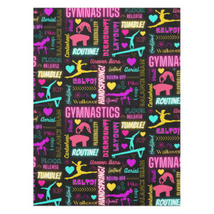 Farbenfrohe Girls Gymnastik Glossartypografie Tischdecke