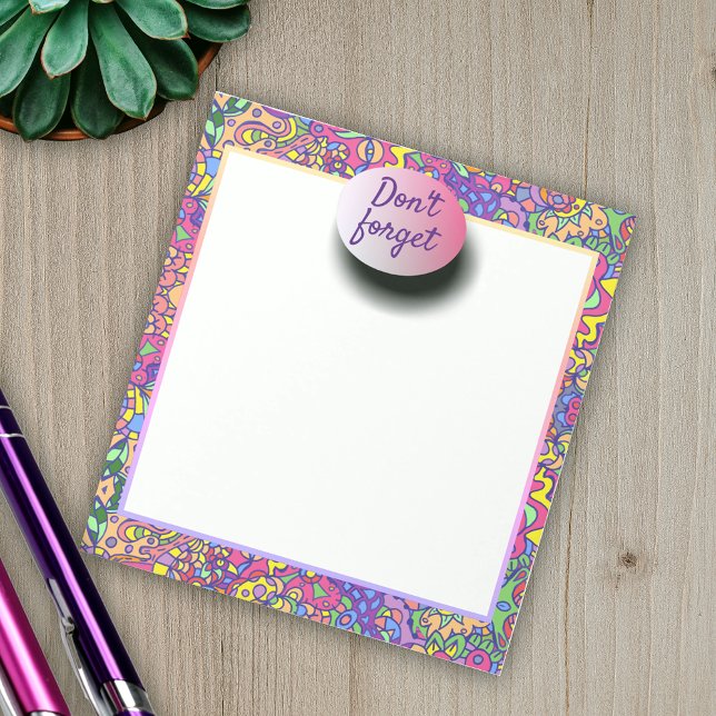 Farbenfrohe Girly Angesagt Doodles Fantasie Verges Notizblock (Von Creator hochgeladen)