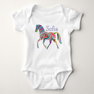 Farbenfrohe Girly Fantasy Horse Personalisiert Baby Strampler