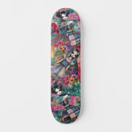 Farbenfrohe Girly Floral Urban Street Art Inspirie Skateboard