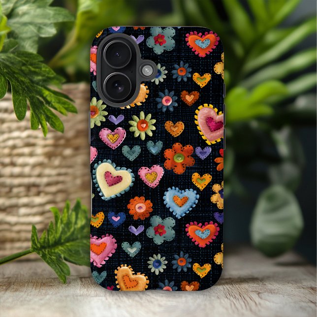 Farbenfrohe Girly Liebe Herz Blume 3D Muster Case-Mate iPhone Hülle (Von Creator hochgeladen)