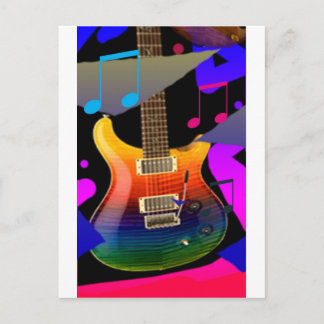 Farbenfrohe Gitarre - Rock On! Postkarte