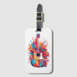 Farbenfrohe Gitarre Splash Art Clip Art Gepäck Gepäckanhänger
