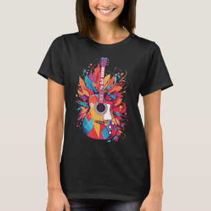 Farbenfrohe Gitarre Splash Art Clip Art mit KI Gen T-Shirt