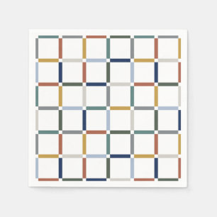 Farbenfrohe Gitter im Negativen Weltraum Jugendsti Serviette