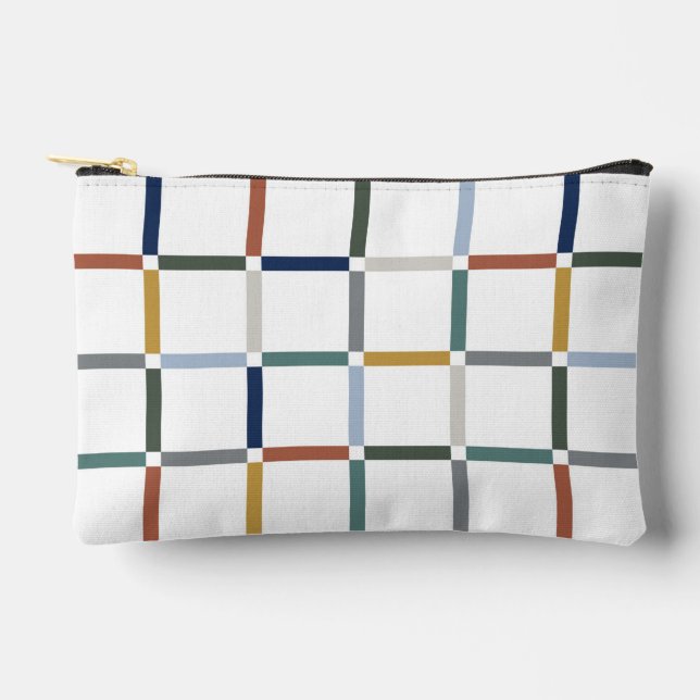 Farbenfrohe Gitter mit Negative Space Impressionis Zubehörtasche (Vorderseite)