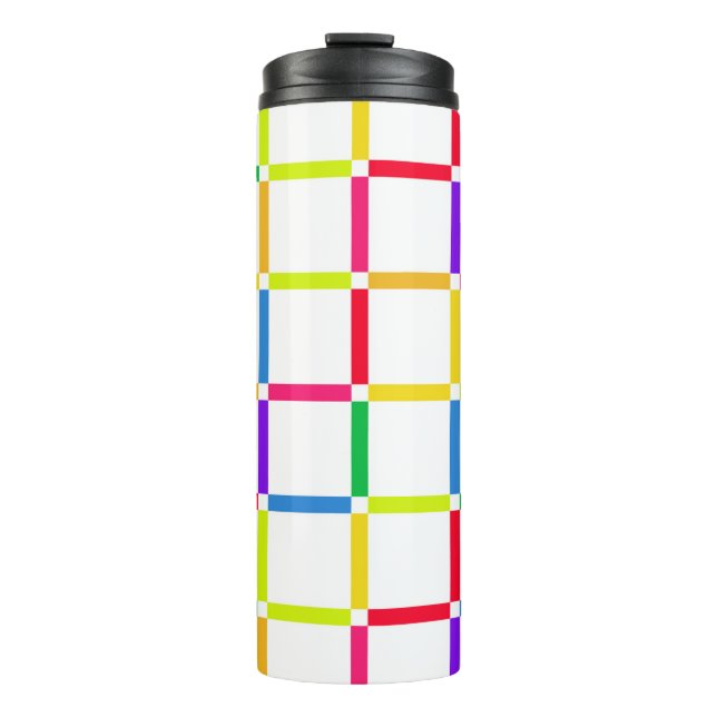 Farbenfrohe Gitter mit Negativem Space Pop Art Ins Thermosbecher (Vorderseite)