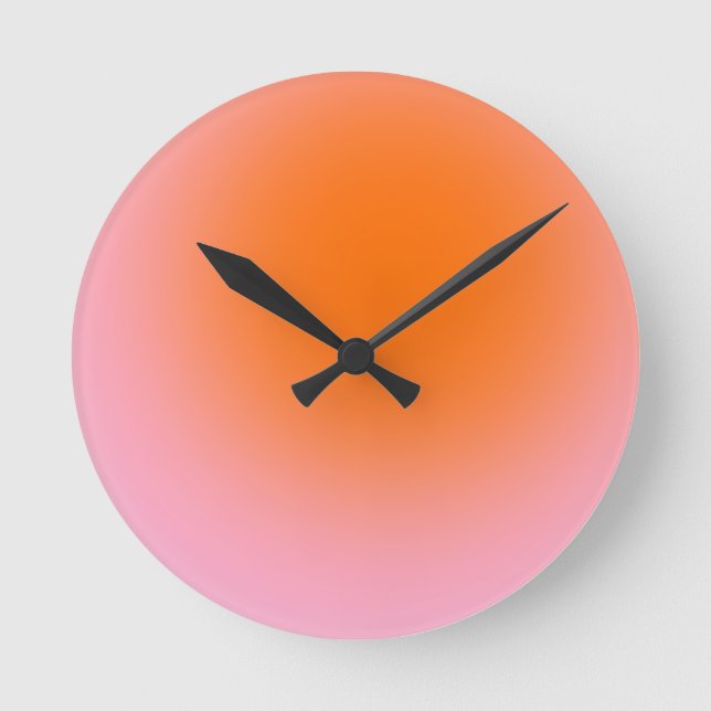 Farbenfrohe glänzende Linse Grün Rosa Orange Runde Wanduhr (Vorderseite)