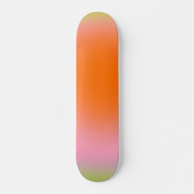 Farbenfrohe glänzende Linse Grün Rosa Orange Skateboard (Vorne)