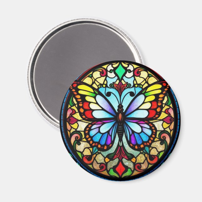 Farbenfrohe Glaskugel Schmetterling Lebende Kunst Magnet (Vorderseite/Rückseite)