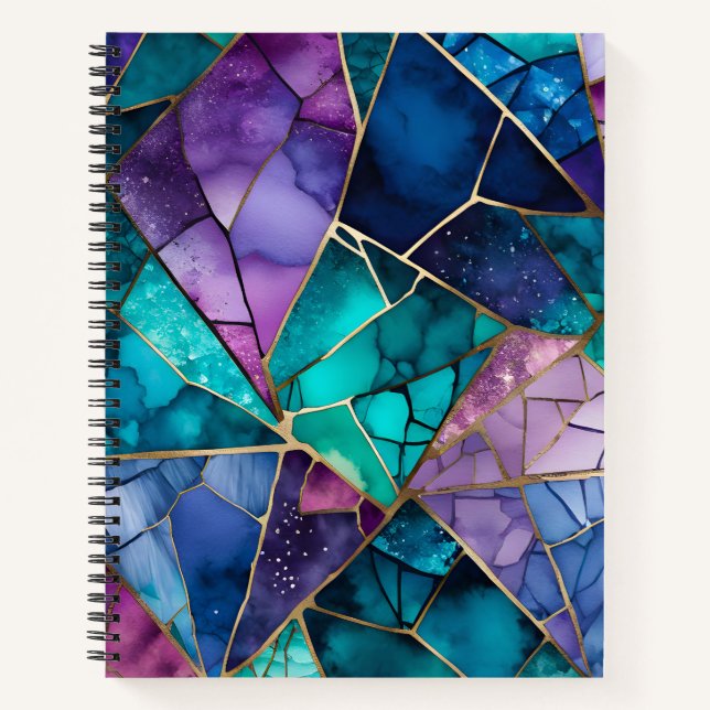 Farbenfrohe Glasmosaik Art Spirituosen Notebook Notizbuch (Vorderseite)