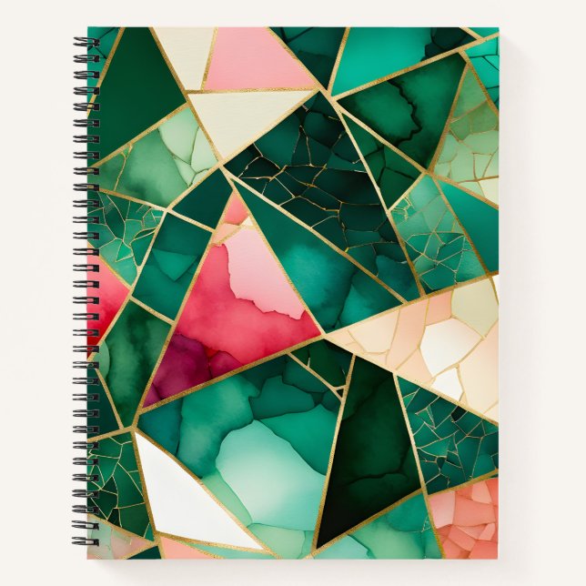 Farbenfrohe Glasmosaik Art Spirituosen Notebook Notizbuch (Vorderseite)