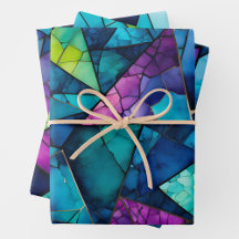 Farbenfrohe Glasmosaik Art Wrapping Paper Sheets