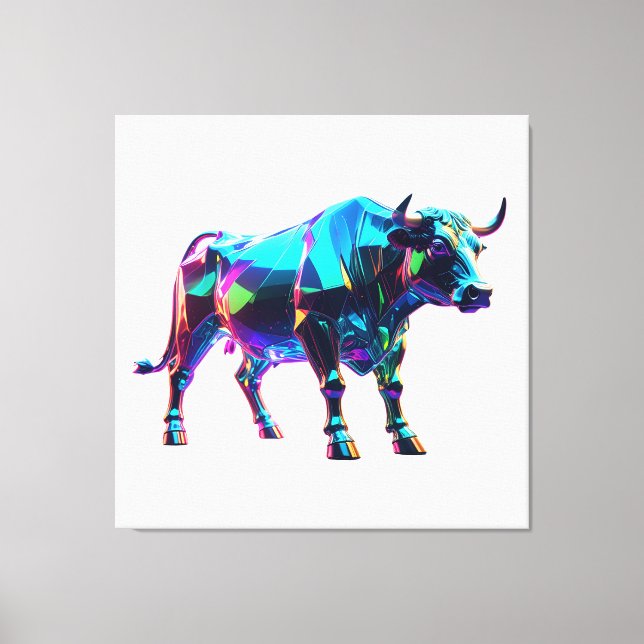 Farbenfrohe Glass Bull Digitale Kunst - Lebhafte N Leinwanddruck (Vorderseite)