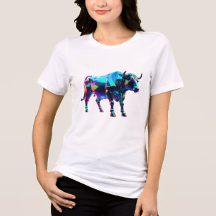 Farbenfrohe Glass Bull Digitale Kunst - Lebhafte N Tri-Blend Shirt