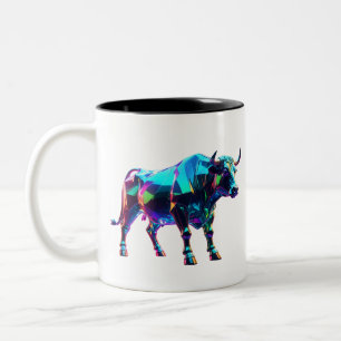 Farbenfrohe Glass Bull Digitale Kunst - Lebhafte N Zweifarbige Tasse