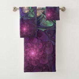 Farbenfrohe Glitterwochen Modernes Abstraktes Frak Badhandtuch Set