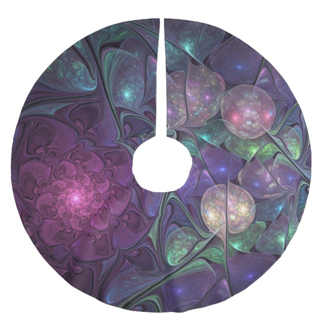 Farbenfrohe Glitterwochen Modernes Abstraktes Frak Polyester Weihnachtsbaumdecke (Vorderseite)