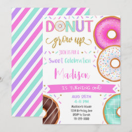 Farbenfrohe Glitzer Donuts Geburtstagsparty Einlad Einladung