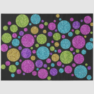 Farbenfrohe Glitzer Dots Black Seidenpapier