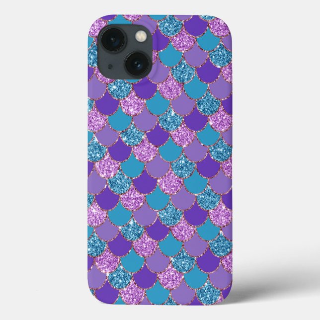 Farbenfrohe glitzernde Mermaid-Skalen Case-Mate iPhone Hülle (Rückseite)