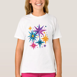 Farbenfrohe Glitzersterne – Lustig und helle süße T-Shirt