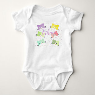 Farbenfrohe glückliche Kätzchen Muster Baby Strampler