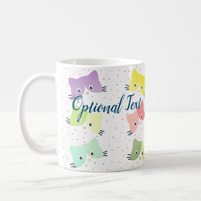 Farbenfrohe glückliche Kätzchen Muster Kaffeetasse (Links)