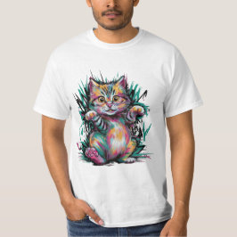 Farbenfrohe glückliche Katze T-Shirt