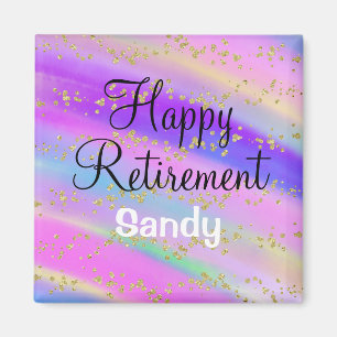 Farbenfrohe glückliche Pension Unicorn Gold Glitze Magnet