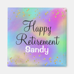 Farbenfrohe glückliche Pension Unicorn Gold Glitze Magnet