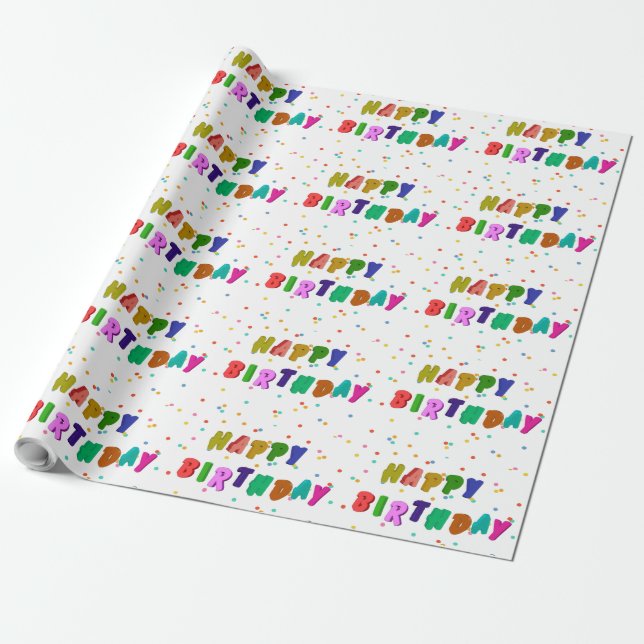 Farbenfrohe Glückwünsche zum Geburtstag Party Geschenkpapier (Ungerollt)