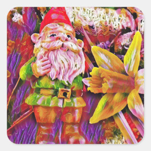 Farbenfrohe Gnome Quadratischer Aufkleber