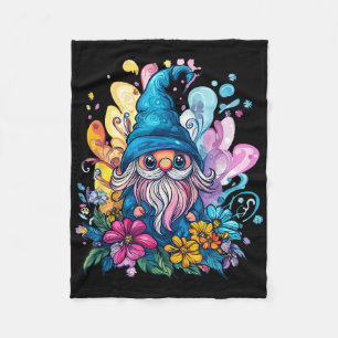 Farbenfrohe Gnome umgeben von lebhaften Blume Fleecedecke