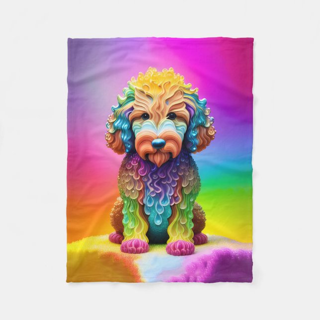 Farbenfrohe Goldendoodle-Kinderschuhe Fleecedecke (Vorderseite)