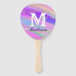 Farbenfrohe goldene Fesseln Lila Einhorn Geburtsta Fächer