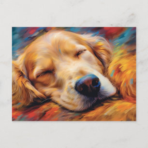 Farbenfrohe goldene Retriever schlafend Postkarte