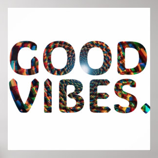 Farbenfrohe "Good Vibes"-Textvorlage Poster
