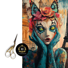 Farbenfrohe Gotik Paris Gargoyle Dekoupage Seidenpapier